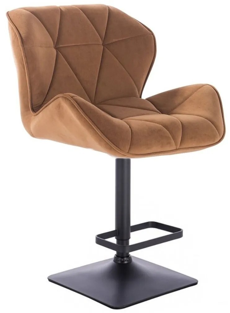 LuxuryForm Barová stolička MILANO VELUR na čierne podstave - hnedá