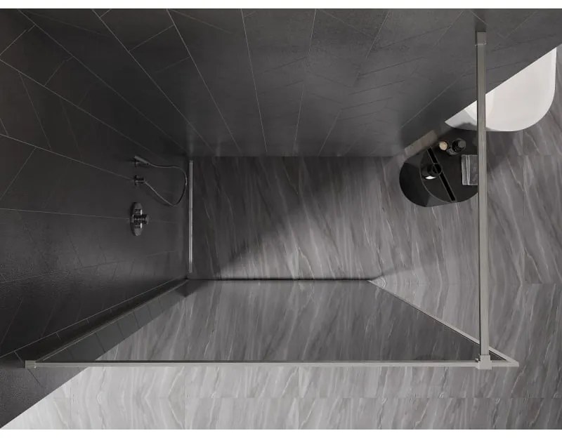 Mexen, Mexen Kioto-XF sprchová stena s rámom 100 x 202 cm, grafit 10 mm, matný nikel - 800-100-104-97-40-X