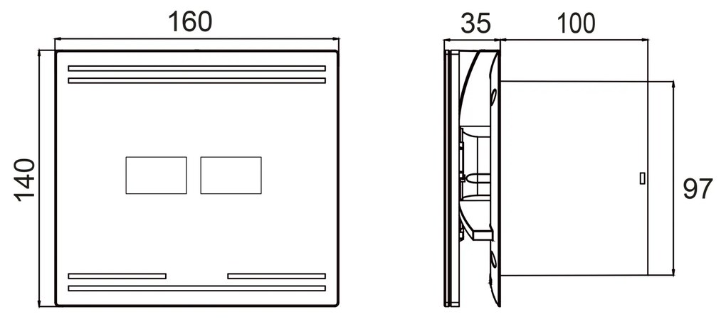 Sapho Sapho, GLASS kúpeľňový ventilátor axiálny s LED displejom, 8W, potrubia 100mm, biela, GS103