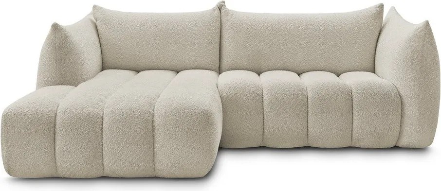 Béžová rohová pohovka z textílie buklé (ľavý roh/s leňoškou) Azra – Bobochic Paris