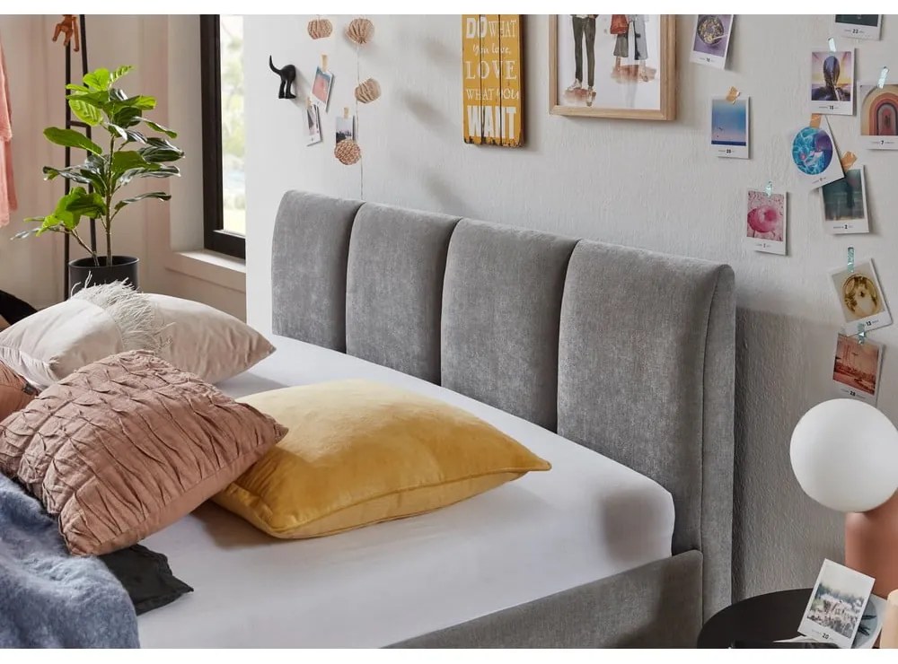 Sivá čalúnená dvojlôžková posteľ bez roštu 140x200 cm Joker – Meise Möbel