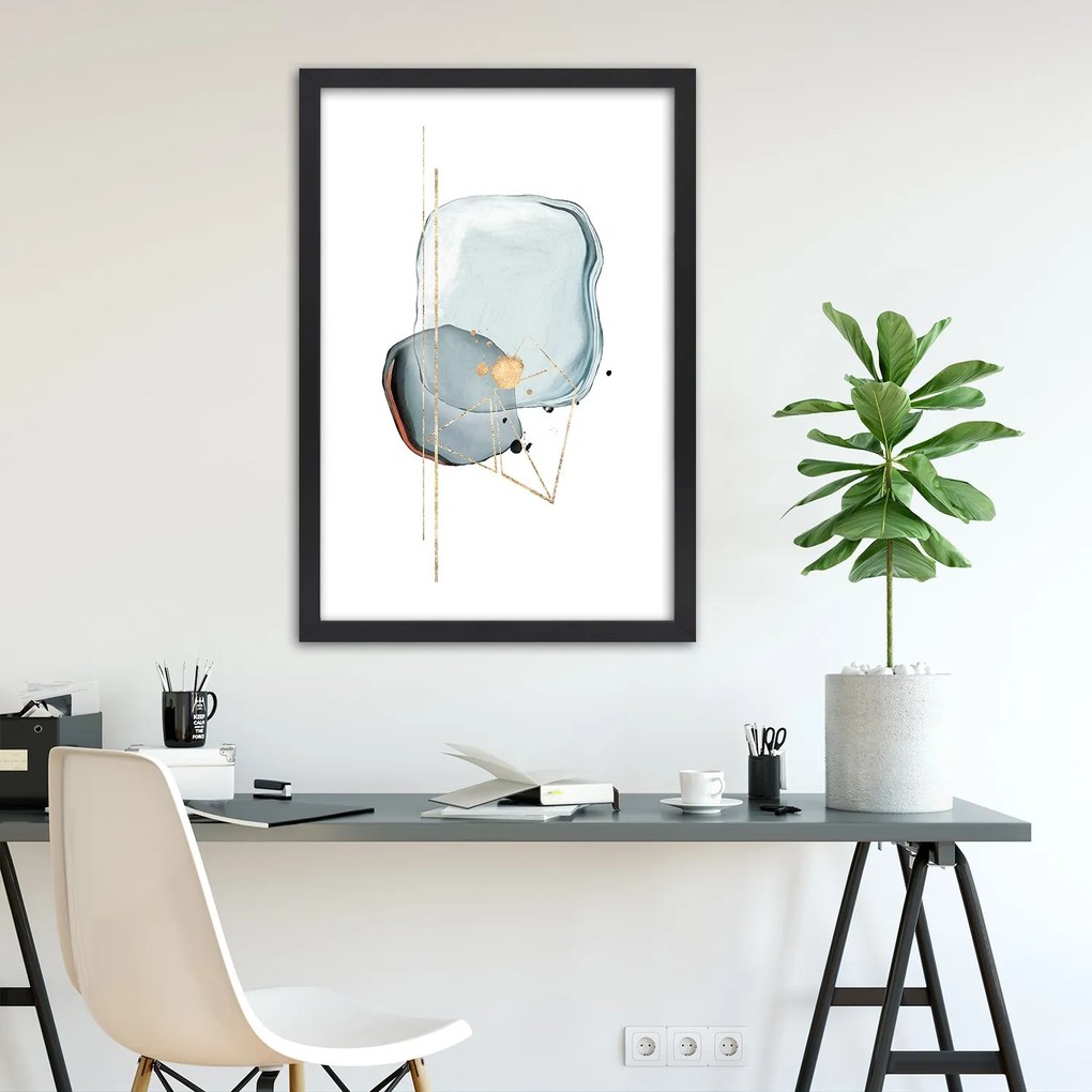 Gario Plagát Sivé tvary a línie abstraktné Farba rámu: Bez rámu, Rozmery: 30 x 45 cm