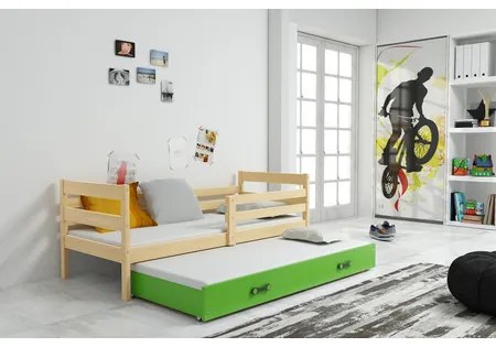 Detská posteľ s výsuvnou posteľou ERYK 190x80 cm Zelená Biela