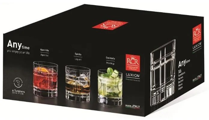 RCR ANYTIME POHÁR NA WHISKY 340ML SADA 6 KS