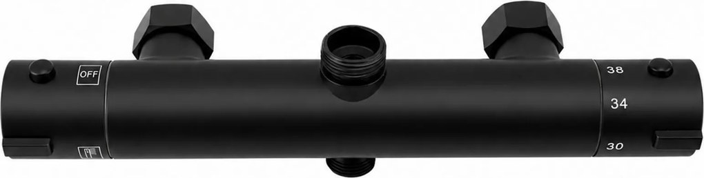 Erga Dubaj, sprchový set s termostatickou batériou a hlavovou sprchou 30 cm, čierna matná, ERG-YKA-BP.DUBAJ-THERM-30-BLK