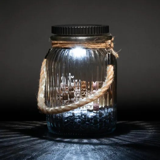 Záhradné solárne sklenice s vešákom, 3 LED, biele