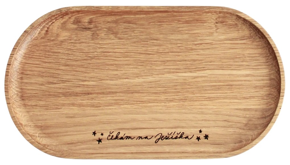 Bella Rose Drevená servírovacia tácka Čekám na Ježíška CZ – menšia