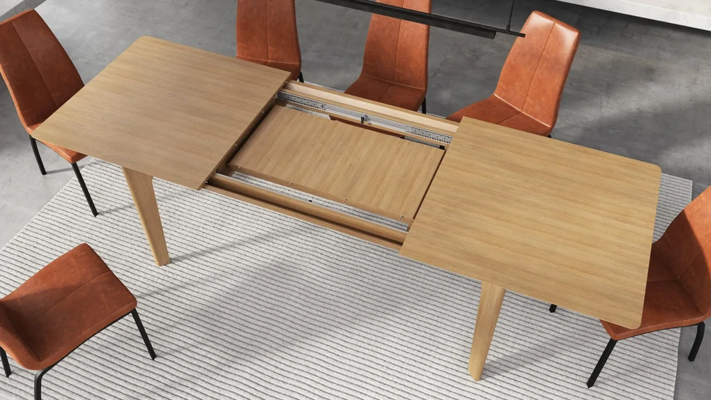 BARI Dub prírodný 180x90 cm (+2 vložky 45 cm) - DREVENÝ STÔL V JAPANDI/ŠKANDINÁVSKOM ŠTÝLE, ROZKLADACÍ DO 270 cm!