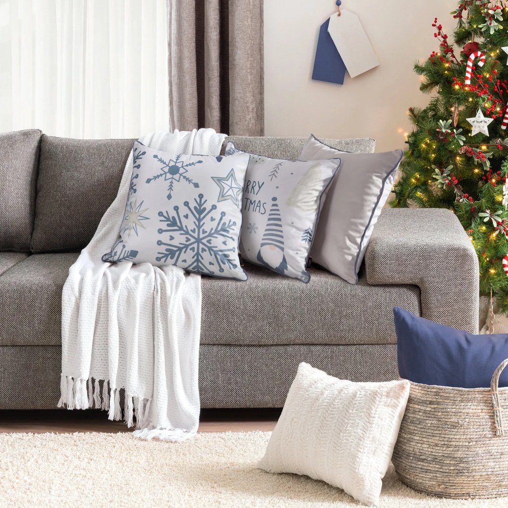 VIANOČNÁ DEKORAČNÁ OBLIEČKA NA VANKÚŠ FLAKE 45X45 CM VZOROVANÁ