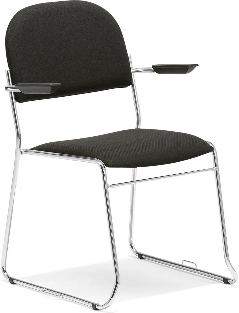 Konferenčná stolička Dawson, s opierkami rúk, čierna/chróm