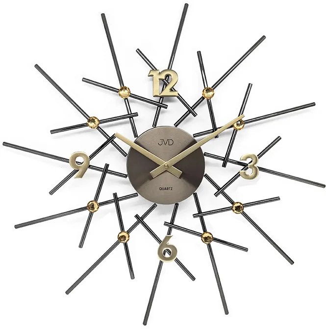 Dekoratívne nástenné hodiny JVD HT102.3 (49 cm) – antracitová a zlatá