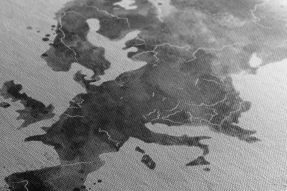 Obraz retro mapa Európy v čiernobielom prevedení - 60x40