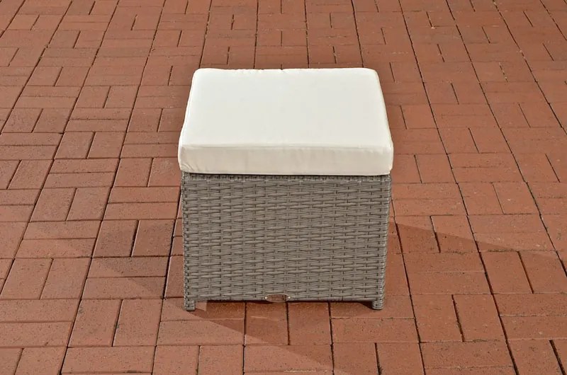 Ratanová taburetka Tahiti - Sivá - plochý ratan