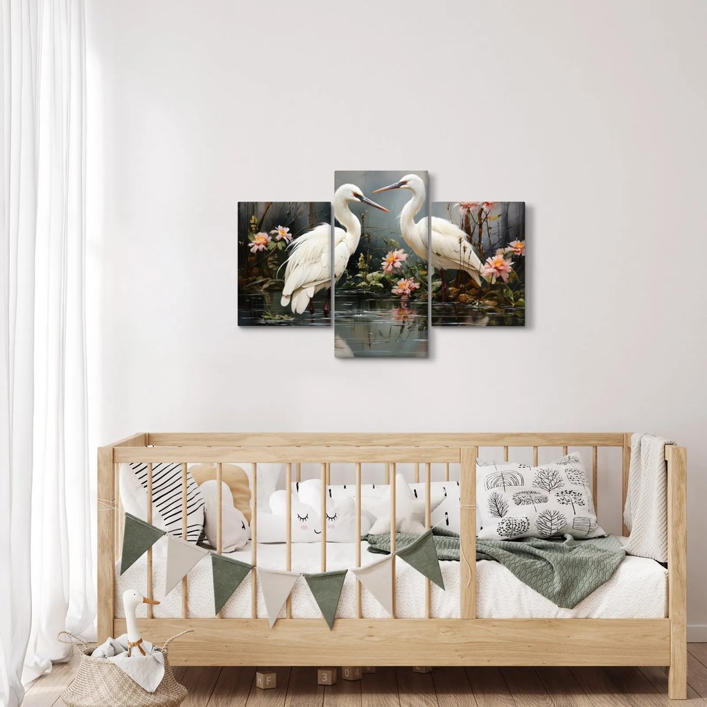 Obraz - Žeriavy biely (90x60 cm)