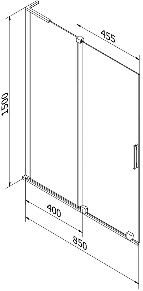 Mexen Velar L, 2-krídlová posuvná vaňová zástena 85 x 150 cm, 8mm číre sklo, biely profil, 896-085-003-01-20