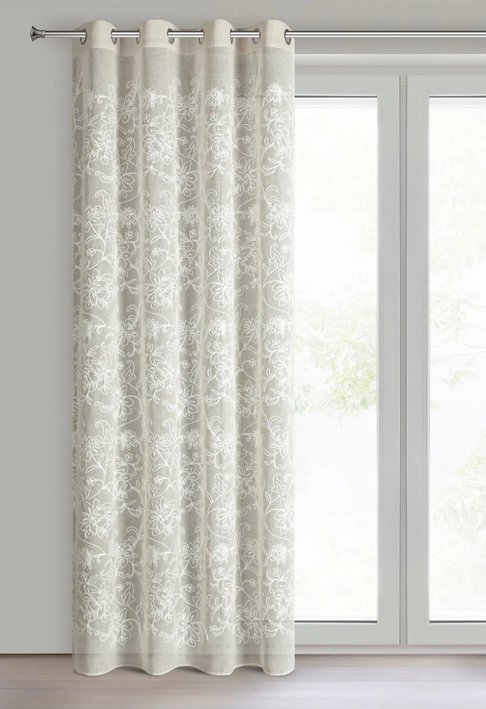 ZÁVES NA KRÚŽKOCH LILY 140X250 CM BÉŽOVÁ