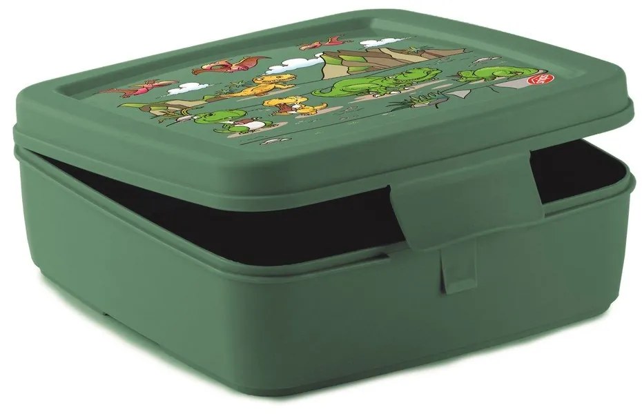 Zelený detský desiatový box Dinosaur – Snips