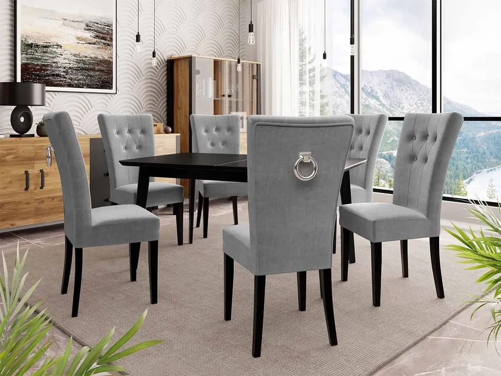 Čalúnená jedálenská stolička ST67 + klopadlo, Farby: čierny, Farby: biela polomatná, Potah: Magic Velvet 2219