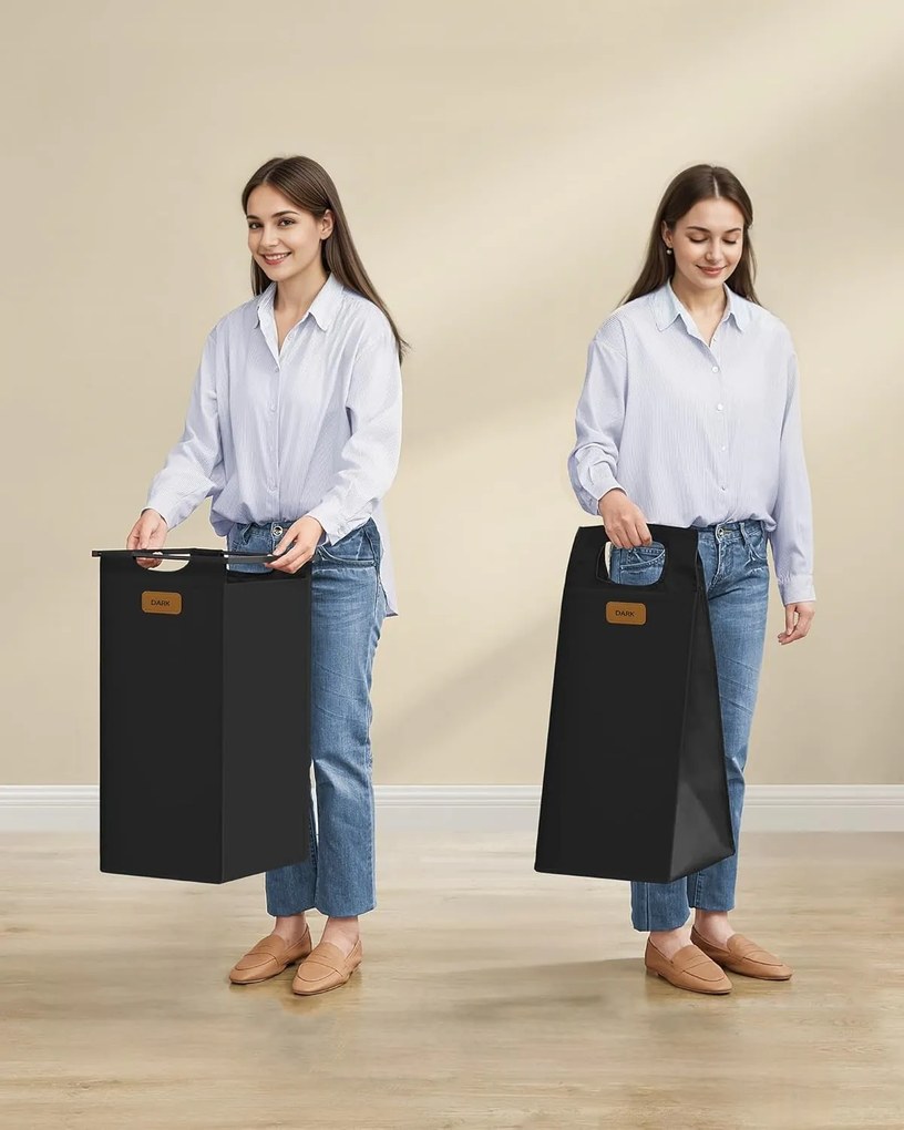 Koš na prádlo Vasagle Asas 100 l černý/šedý/hnědý