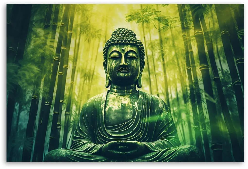 Obraz na plátně, buddha lesní příroda meditace - 120x80 cm