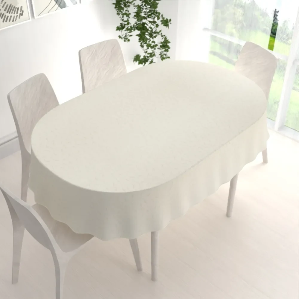 Biante Teflónový oválny obrus TF-026 Popínavé lístky - smotanový 100x160 cm