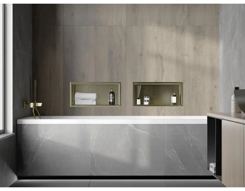 Mexen X-Wall-R, polička na zapustenie na obklad s golierom 45 x 20 cm, zlatá lesklá, 1950452010