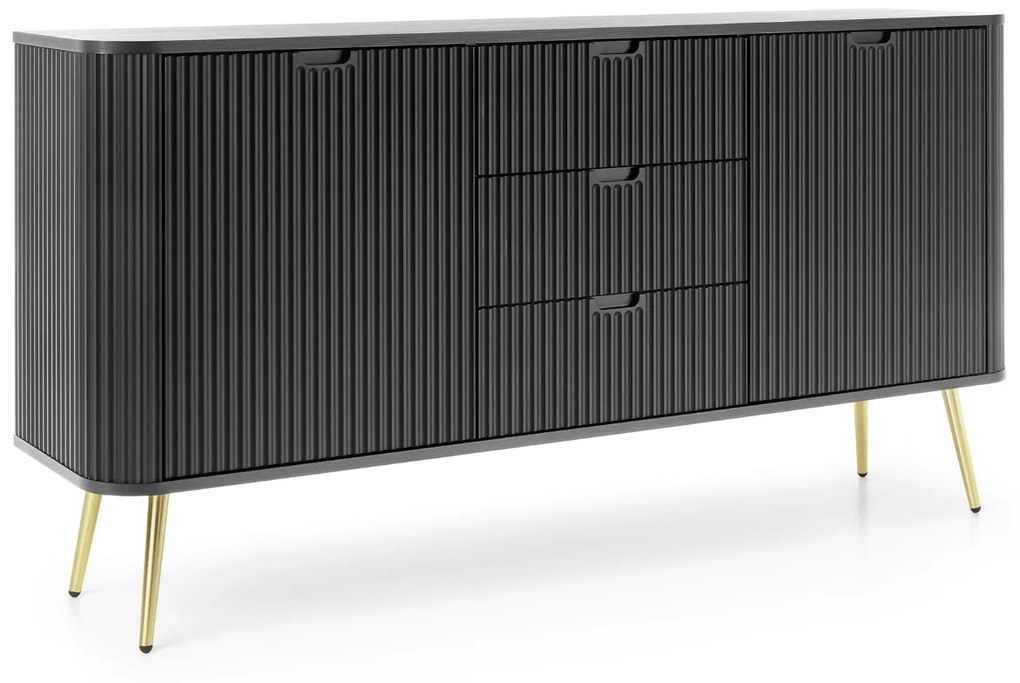 KOMODA BELLISSA ČIERNA + ZLATÉ NOŽIČKY 168 cm
