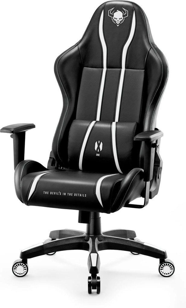 Herné kreslo z eko-kože Normal Size, čierny-biela: Diablo X-One 2.0