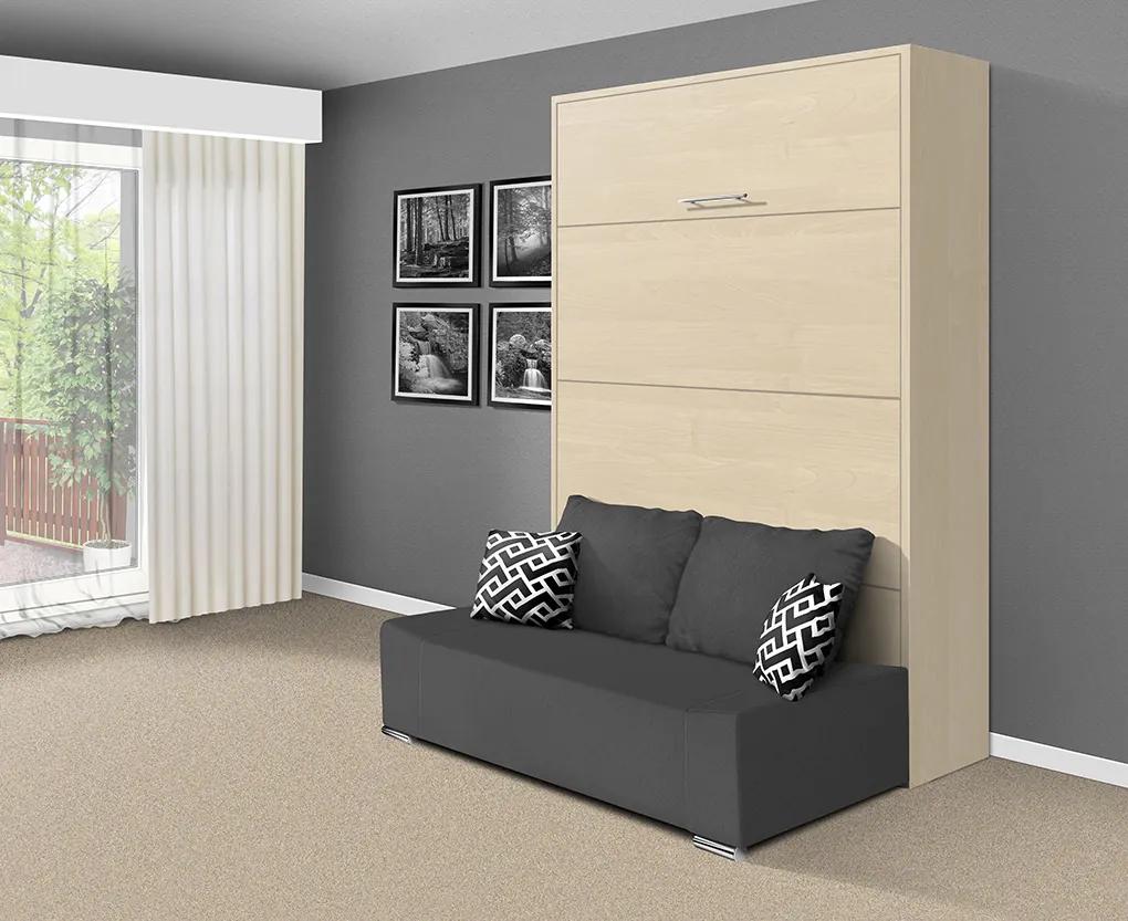 Nabytekmorava Sklápacia posteľ s pohovkou VS 21058P 200x120 farba pohovky: Hnedá, Typ farebného prevedenia: Orech / dvere biele LESK