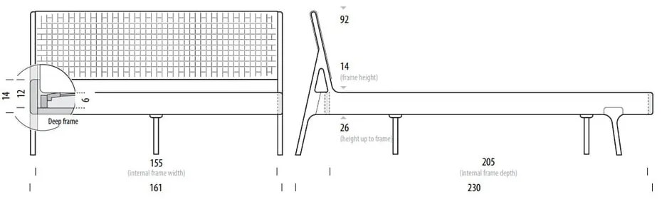 Sivá/prírodná čalúnená dvojlôžková posteľ z dubového dreva 160x200 cm Fawn - Gazzda