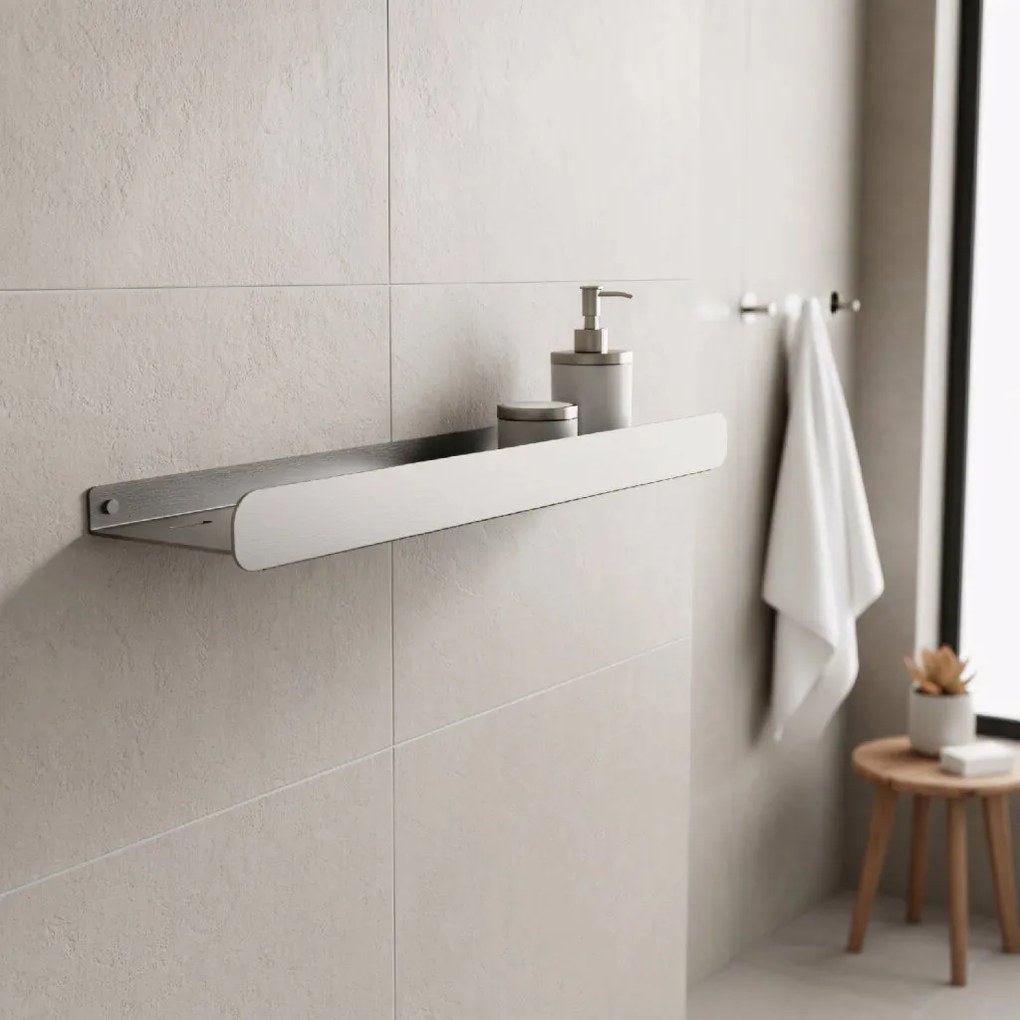 Rea Rea, kúpeľňová polica 60cm, SF03, brúsená oceľ, REA-47003