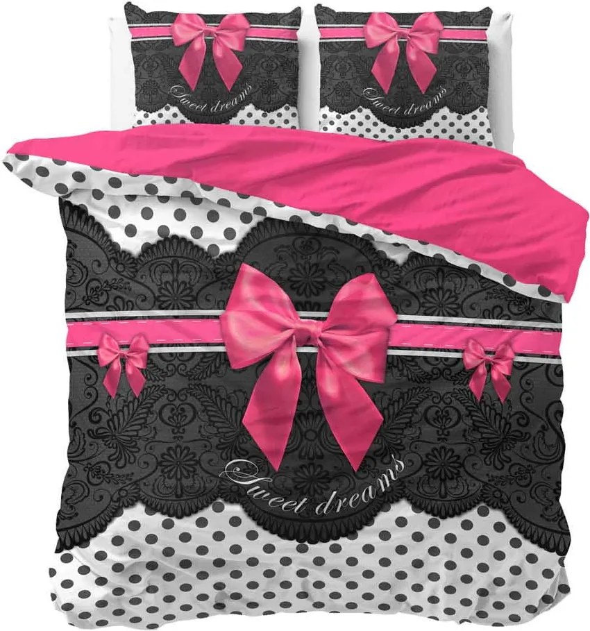 DomTextilu Romantické sivo ružové bavlnené posteľné obliečky SWEET DREAMS 140 x 200 cm 39317