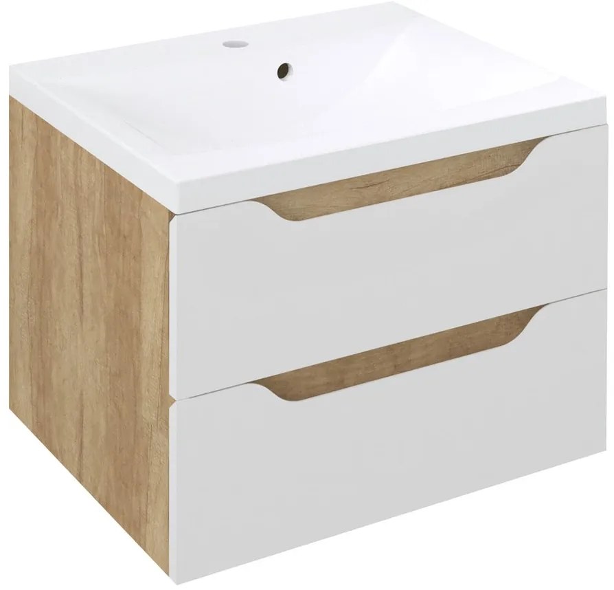 Sapho Sapho, WAVE umývadlová skrinka 60x65x47,8cm, biela/dub Alabama, WA060-3022