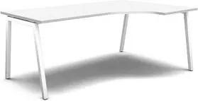 Stôl pracovný - ergo pravý, doska biela, podnož biela