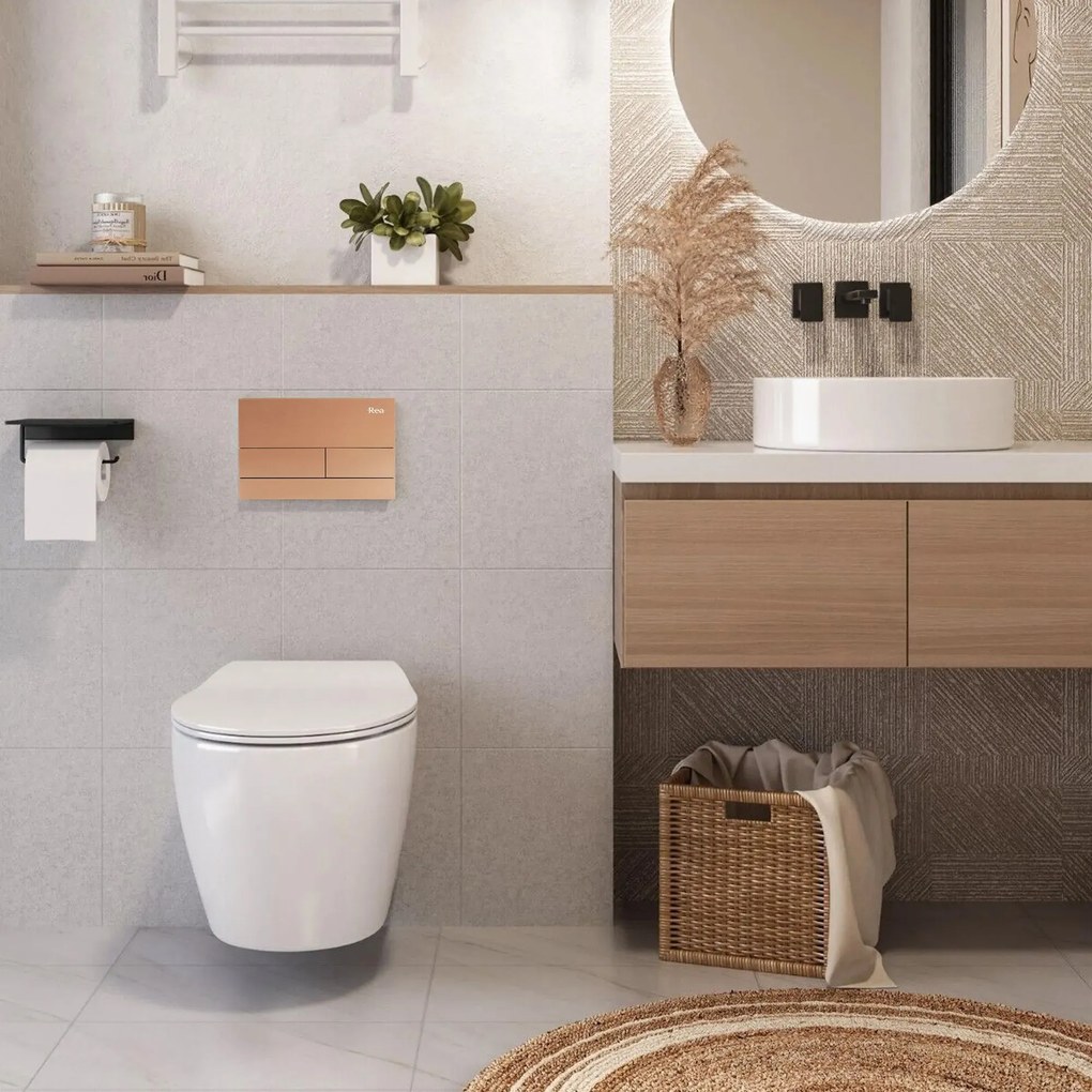 Rea Rea, Podomietkový WC systém K011A-Q + tlačidlo typ-T medená matná, KPL-E0053