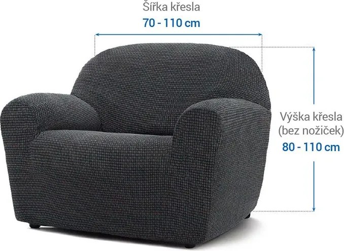 Super strečové poťahy NIAGARA antracitová kreslo (š. 70 - 110 cm)