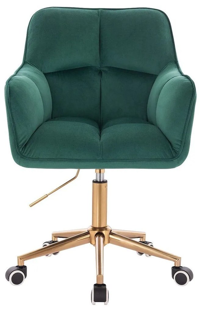 LuxuryForm DESIGN Kreslo AMALFI VELUR na zlatej podstave s kolieskami - zelené