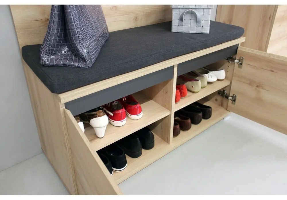 Skrinka na topánky v dekore buka s lavicou Lissabon - Germania