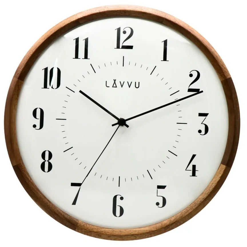 LAVVU Drevené hodiny s plynulým chodom RETRO, pr. 31,5 cm