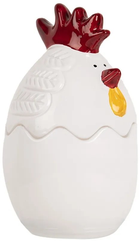 Biela sklenená dóza s vekom v tvare sliepočky Chicken - Ø 8*14 cm