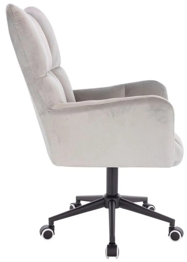 LuxuryForm DESIGN Otočné kreslo AURORA VELUR na čiernej podstave s kolieskami - svetlosivé