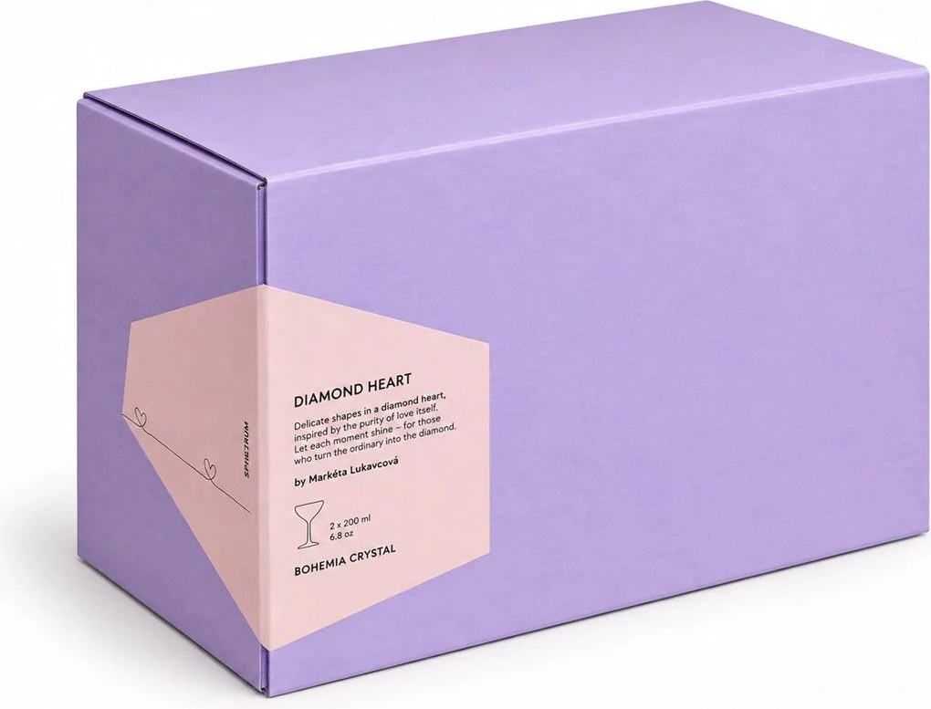 Crystalex Diamond Heart 210 ml 2 ks