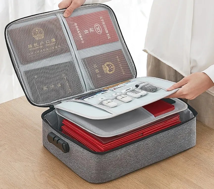 Uzamykateľný organizér na dokumenty - šedý