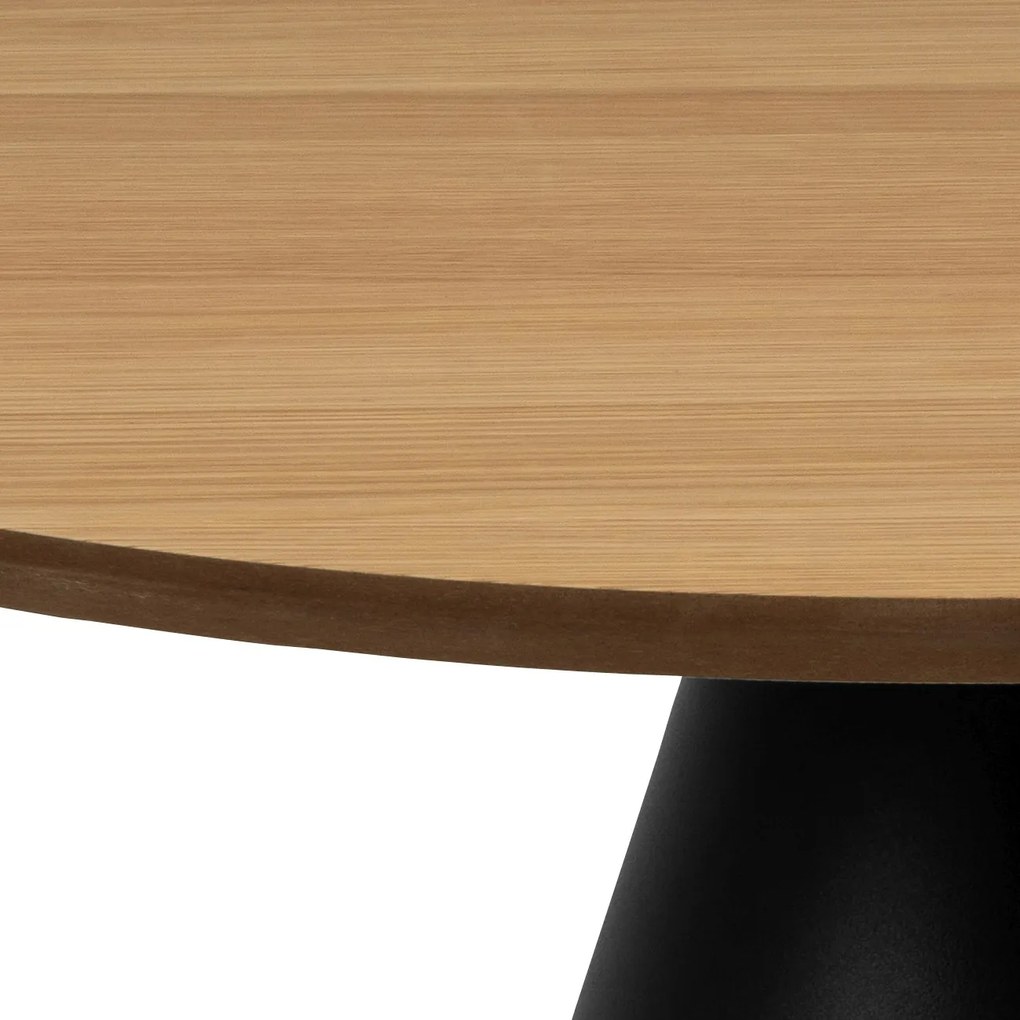 BOSCO Prírodný dub / čierna noha – OKRÚHLY KÁVOVÝ STOLÍK 65 cm, KONFERENČNÝ STOLÍK DO OBÝVAČKY, DYHA
