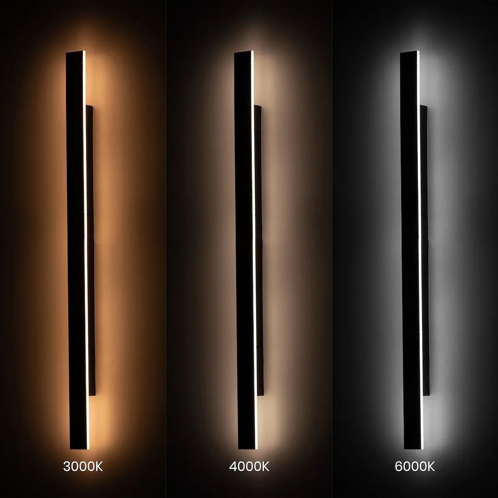 Exteriérové nástenné LED svietidlo Wow, 1x LED 20w, 3CCT, čierna, (120 cm)