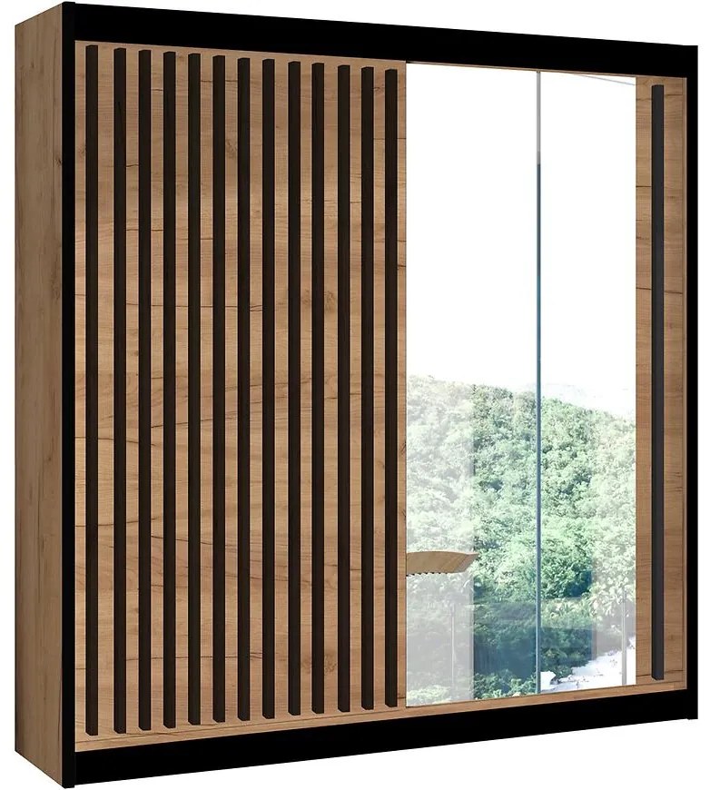 Skriňa Ladder 203 dub craft/lamely čierna