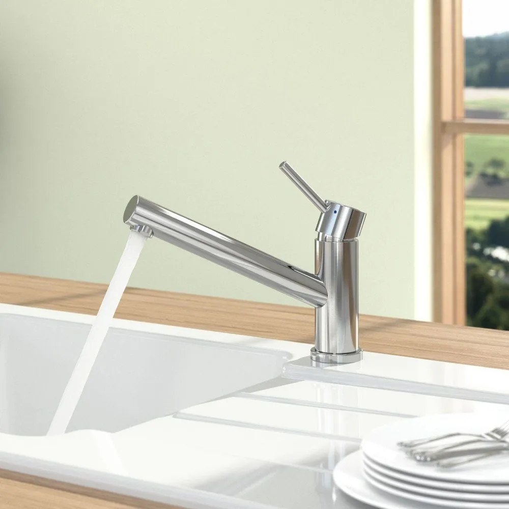 VILLEROY &amp; BOCH Como páková drezová batéria, výška výtoku 135 mm, oceľ nerezová leštená, 925100LE