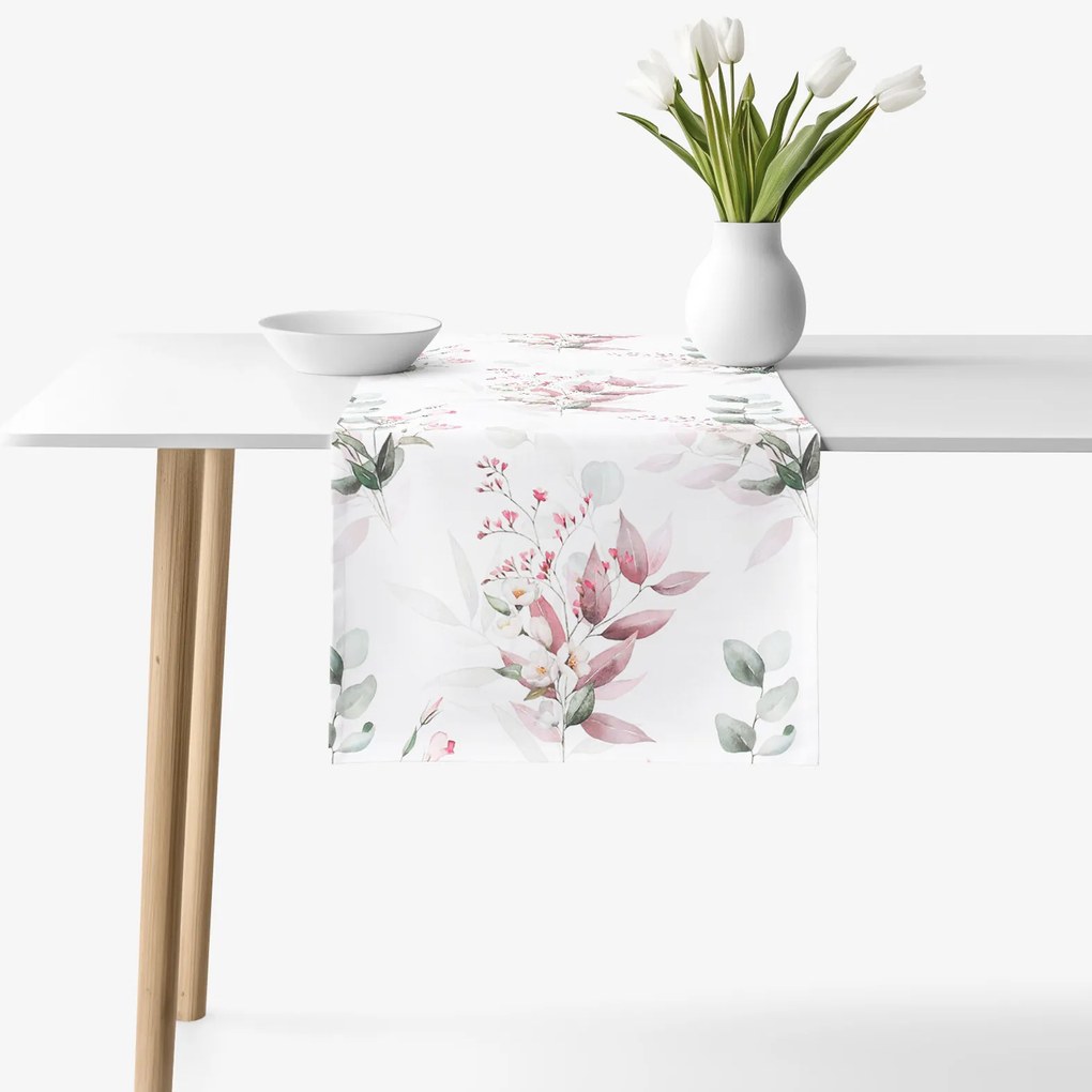Goldea behúň na stôl 100% bavlnené plátno deluxe - nežné ruže 50x180 cm