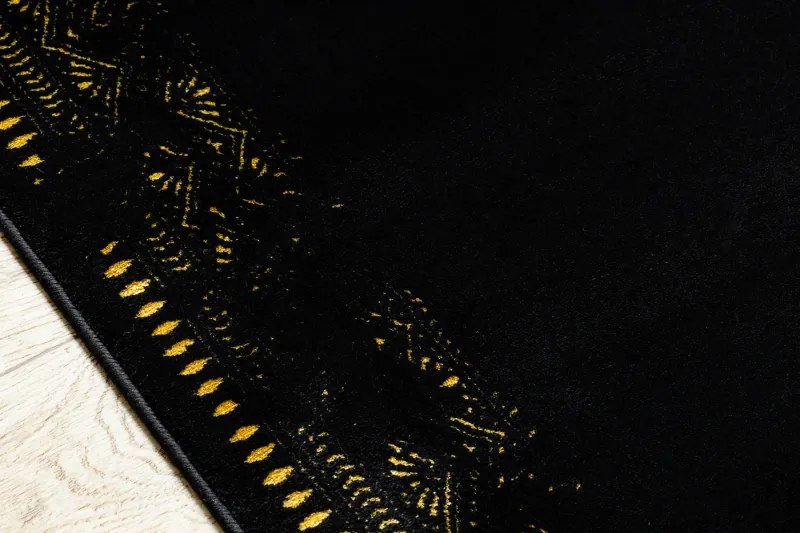 Koberec, Behúň GLOSS moderný 408C 86 vzor rámu štýlový, glamour, art deco čierna / zlatá Veľkosť: 60x300 cm
