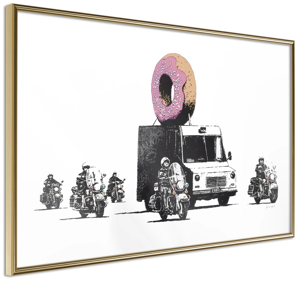 Artgeist Plagát - Donut Police [Poster] Veľkosť: 45x30, Verzia: Čierny rám s passe-partout